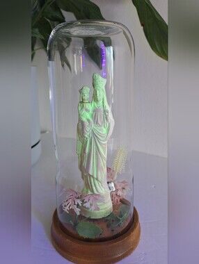 Ste-Anne Plaster Statuette under a glass dome